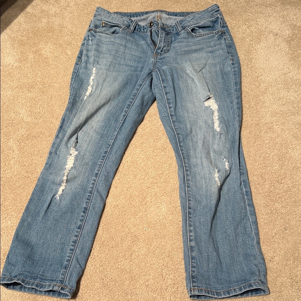 Jennifer Lopez Light Blue Distressed Straight Leg Jeans